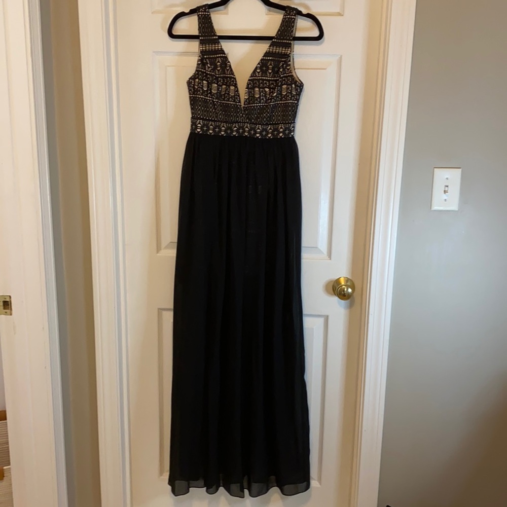 Black and nude floor length gown